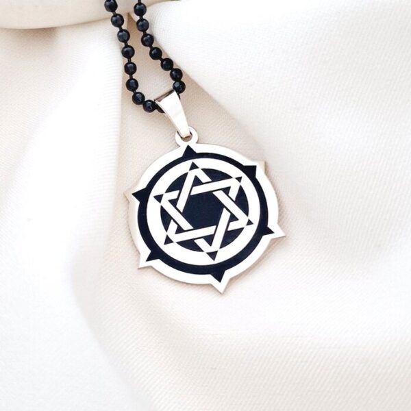 Lant barbatesc – Steaua lui David cu Email Negru – Argint 925 – lant ARMY negru