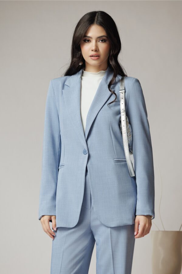 Sacou office din viscoza bleu