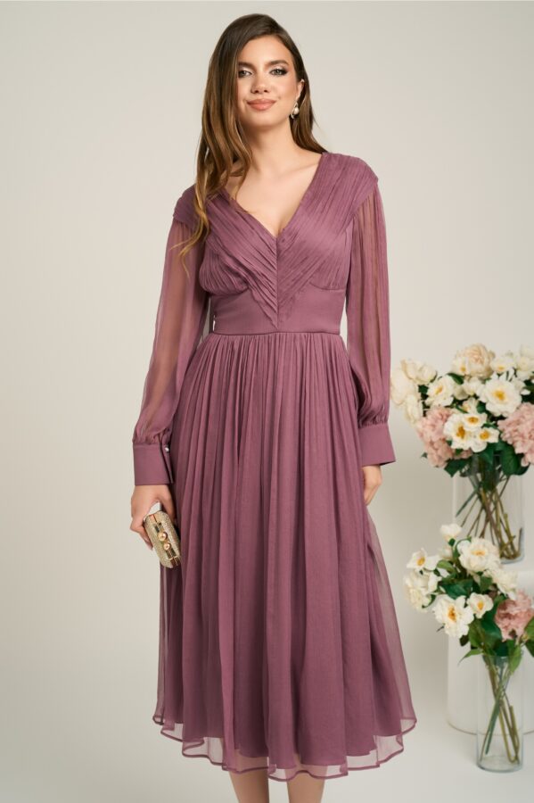 Rochie Leonard Collection eleganta din matase lila