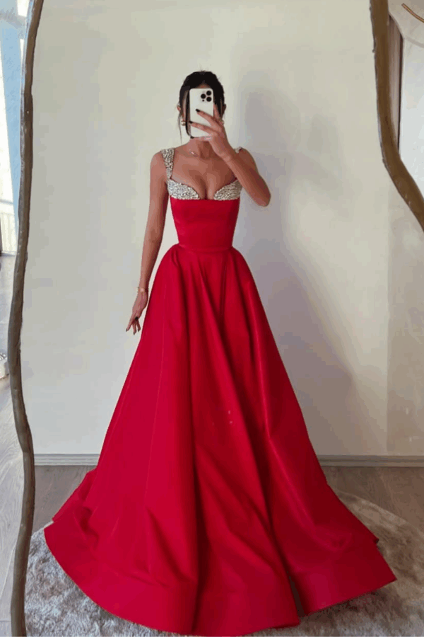 Rochie maxi Elara cu bretele si aplicatii pietre