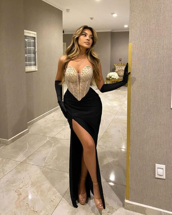 Rochie maxi Nysa corset aplicatii pietre