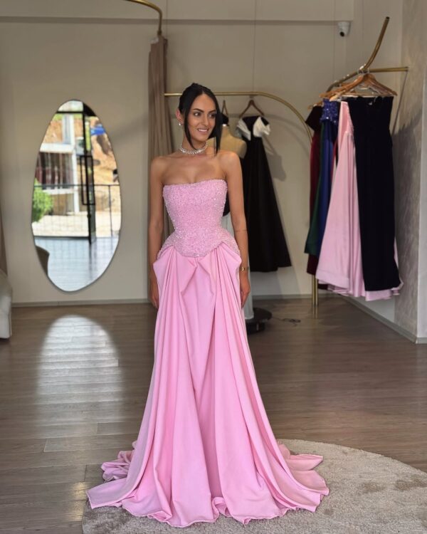 Rochie maxi Capri top corset cu fusta Roz