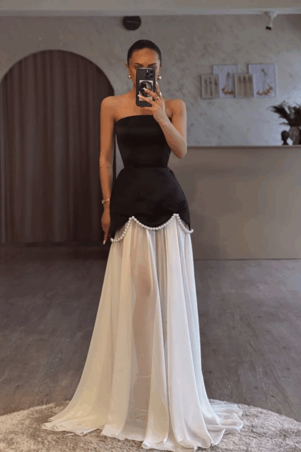 Rochie maxi Tulum top corset cu fusta Negru