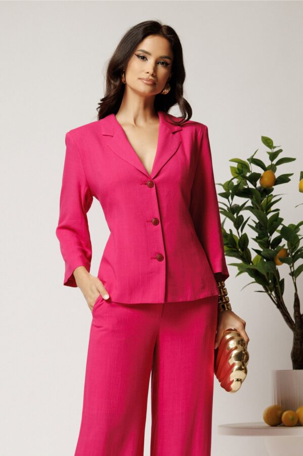 Sacou fucsia din viscoza cu croiala cambrata