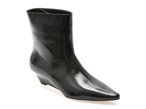 Botine elegante EPICA negre, B238, din piele naturala lacuita