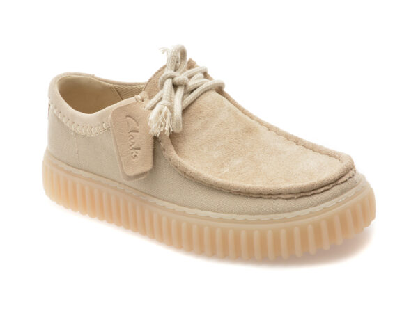 Mocasini CLARKS bej, TORHILL LO, din material textil