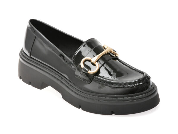 Mocasini ALDO negri, MISKA 001, din piele ecologica lacuita