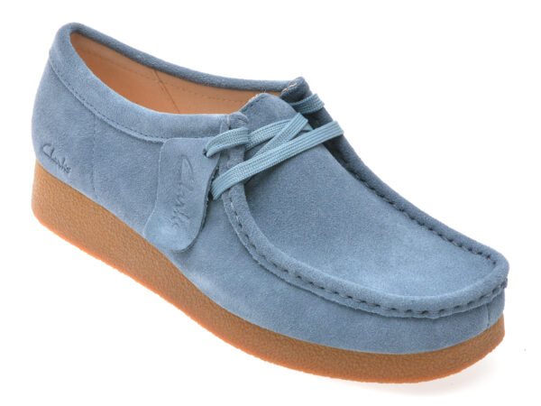 Mocasini CLARKS albastri, WALLABEE EVO SH, din piele intoarsa