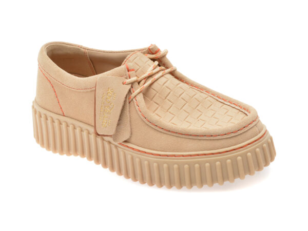 Mocasini CLARKS bej, TORHILL BEE, din piele intoarsa