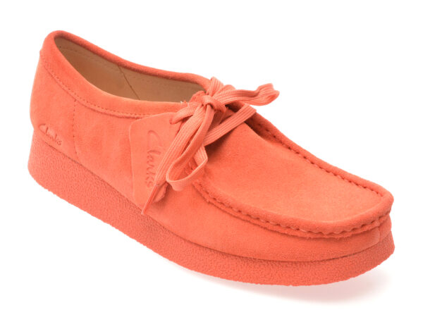 Mocasini CLARKS portocalii, WALLABEE EVO SH, din piele intoarsa