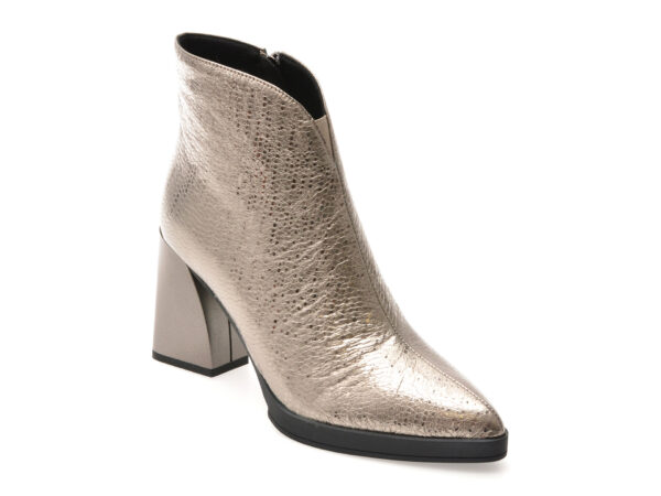 Botine elegante EPICA argintii, 2748, din piele naturala