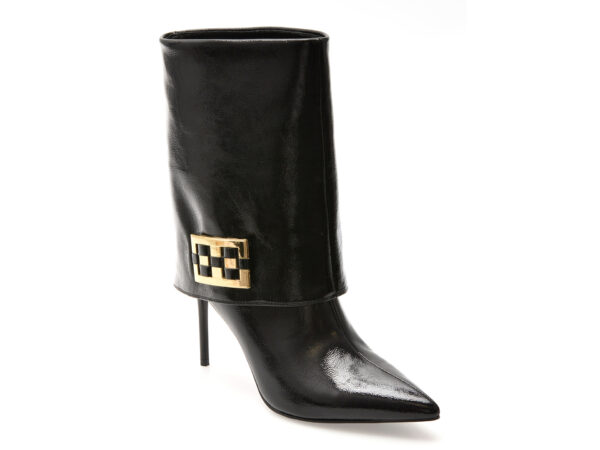 Botine elegante EPICA negre, HK44, din piele naturala lacuita