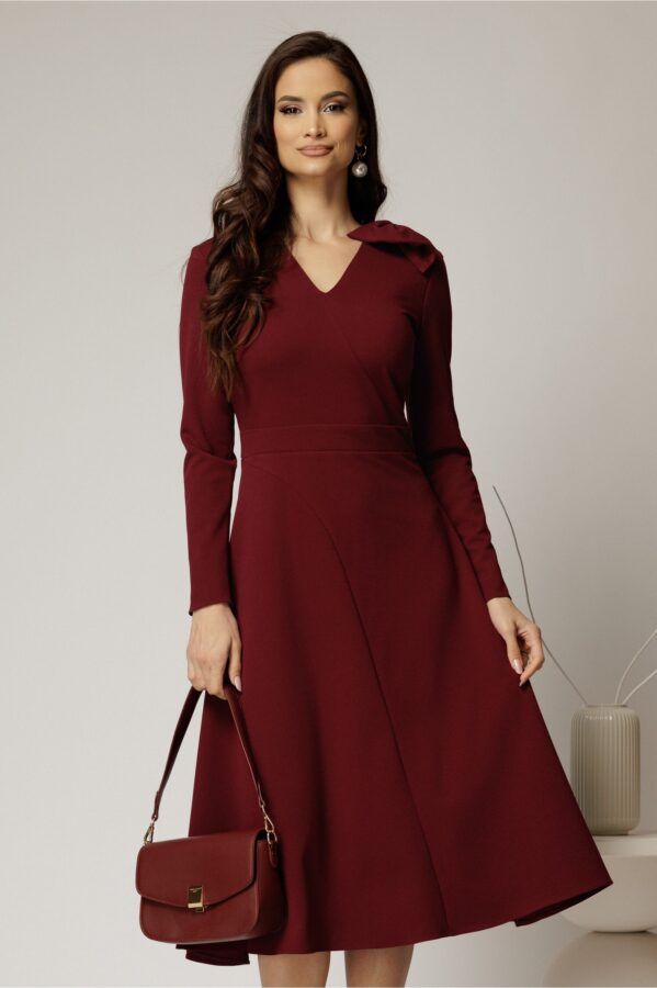 Rochie DY Fashion bordo midi cu funda pe umar