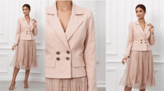 Compleu roz cu fusta din dantela